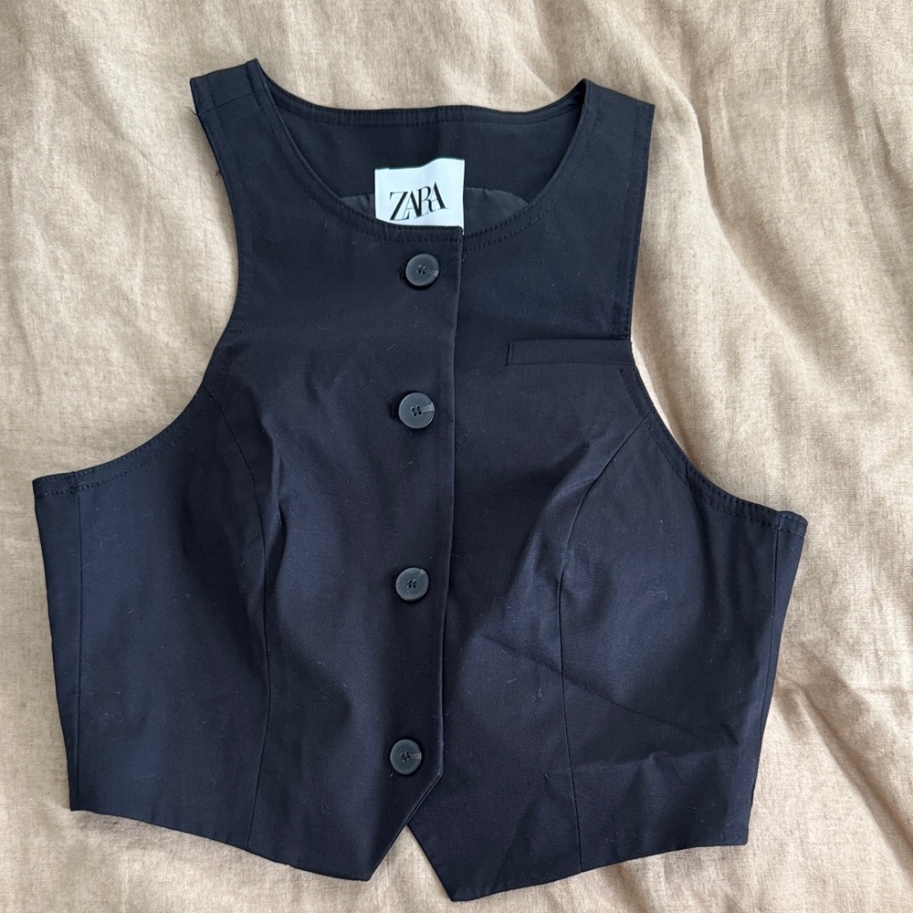 NWT Zara Midnight Black Sleeveless Vest